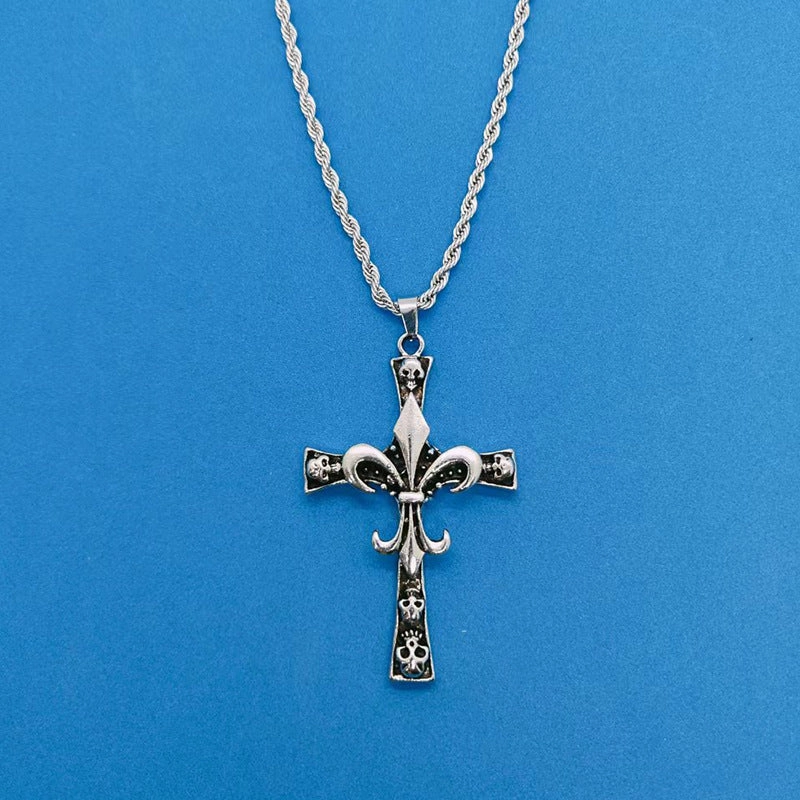 Wholesale Stainless Steel Skull Cross Pendant Necklace
