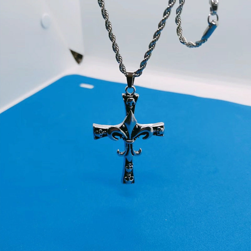 Wholesale Stainless Steel Skull Cross Pendant Necklace