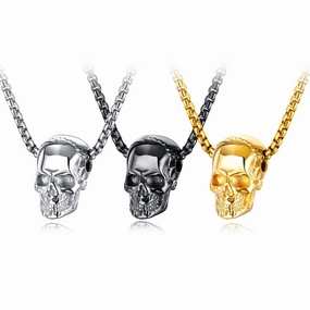Wholesale Stainless Steel Skull Punk Men's Necklace