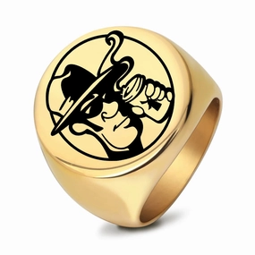 Wholesale Stainless Steel Smooth Laser Cartoon Painted Men's Rings