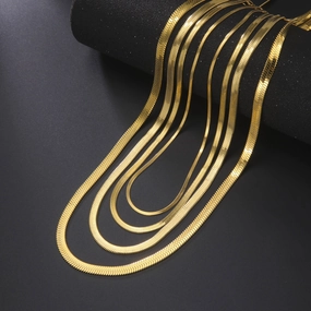 Wholesale Stainless steel snake flat chain snake chain gold necklace snake bone stainless steel plain chain necklace