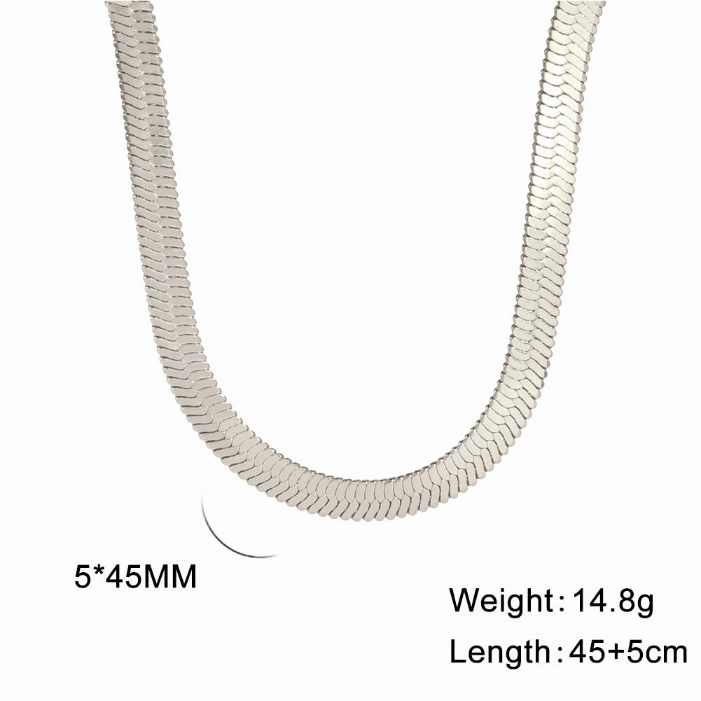 Wholesale Stainless steel snake flat chain snake chain gold necklace snake bone stainless steel plain chain necklace