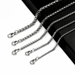 Wholesale Stainless Steel Square Pearl Necklace Titanium Steel Jewelry European and American Men's Necklace