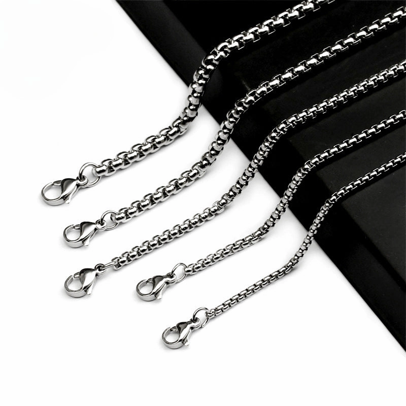 Wholesale Stainless Steel Square Pearl Necklace Titanium Steel Jewelry European and American Men's Necklace