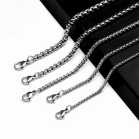 Wholesale Stainless Steel Square Pearl Necklace Titanium Steel Jewelry European and American Men's Necklace