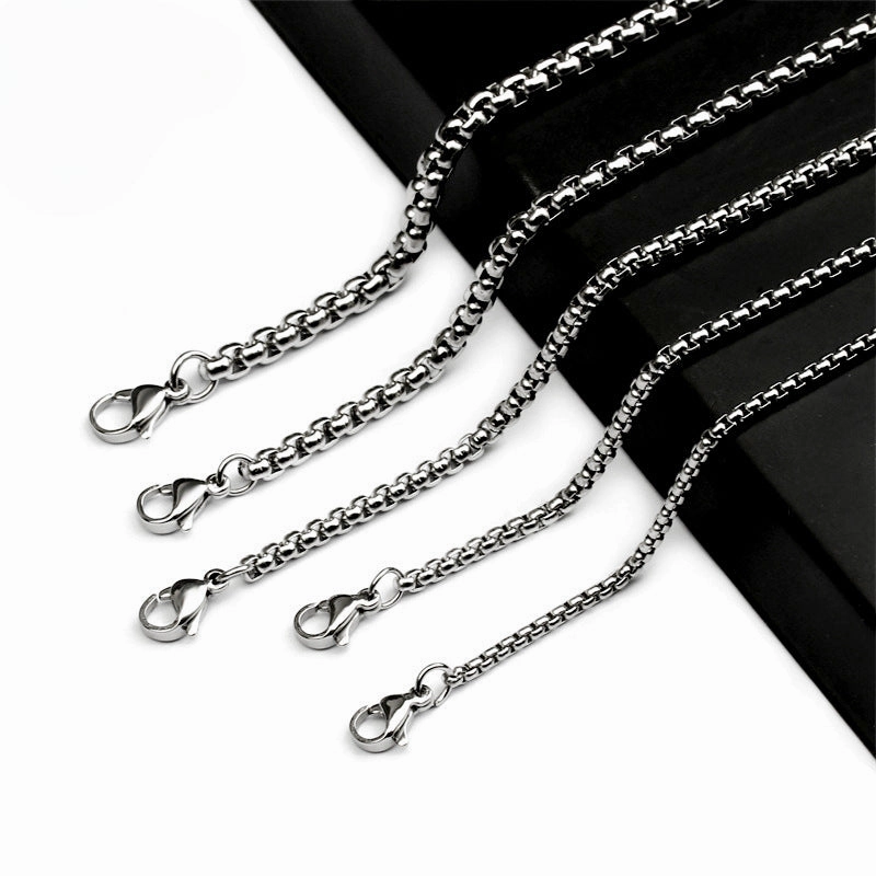 Wholesale Stainless Steel Square Pearl Necklace Titanium Steel Jewelry European and American Men's Necklace