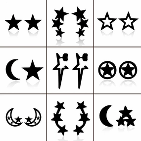 Wholesale Stainless Steel Star Moon Ear Studs