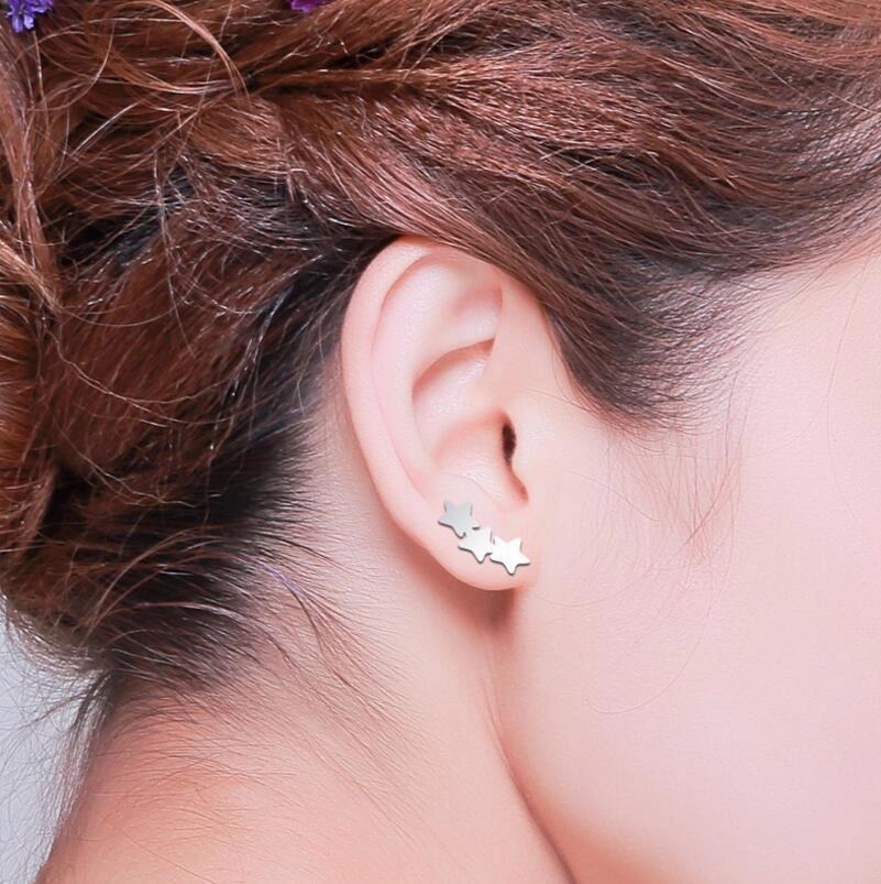 Wholesale Stainless Steel Star Moon Ear Studs