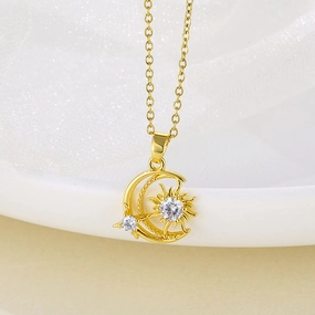 Wholesale Stainless Steel Star Moon Pendant Creative Necklace