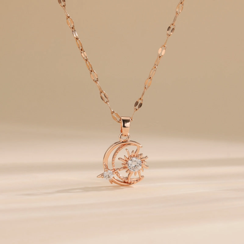 Wholesale Stainless Steel Star Moon Pendant Creative Necklace