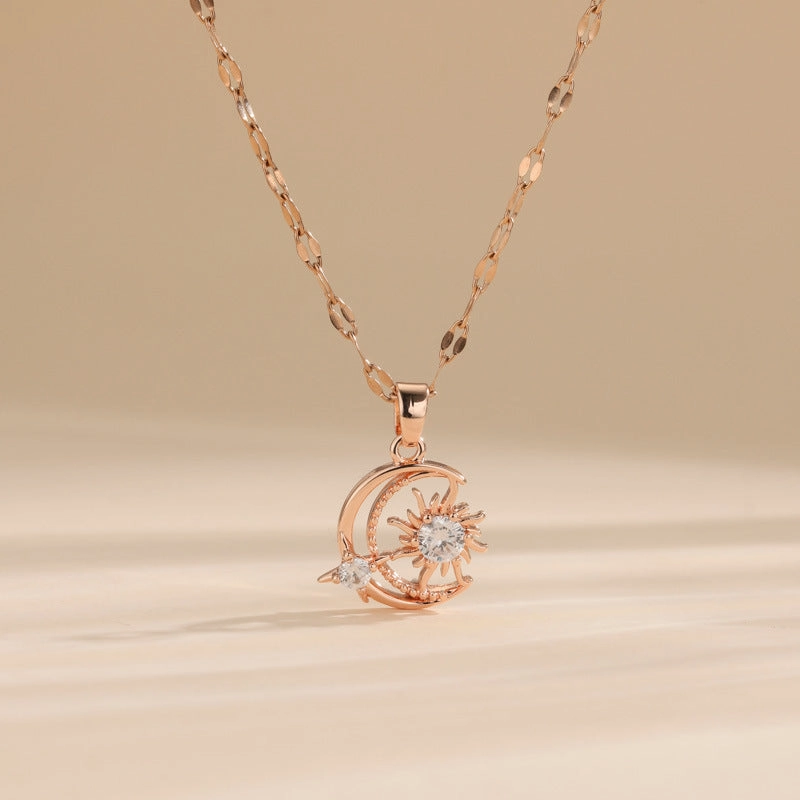 Wholesale Stainless Steel Star Moon Pendant Creative Necklace