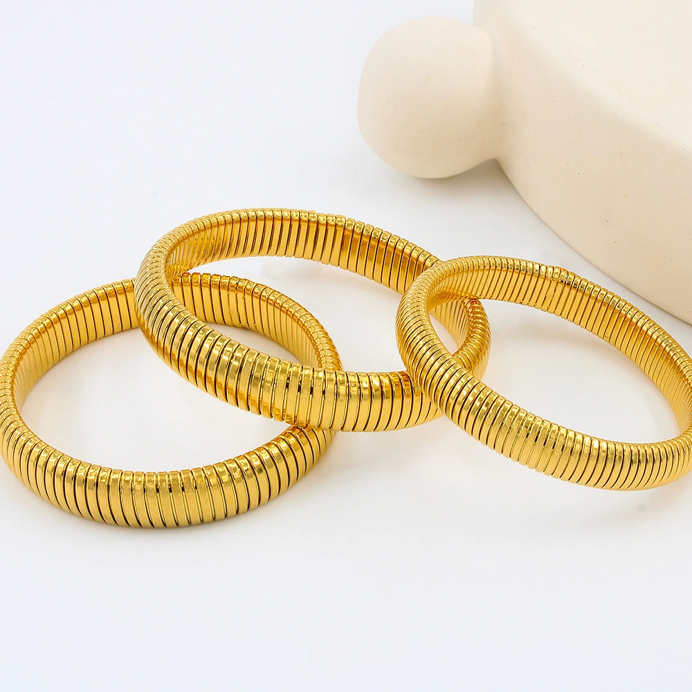 Wholesale Stainless Steel Stretch Stainless Steel 18K Gold Bracelet