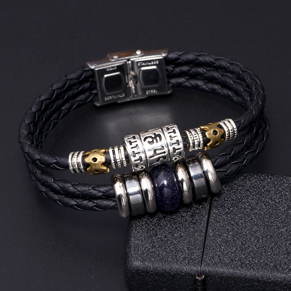 Wholesale Stainless Steel Turquoise Leather Bracelet