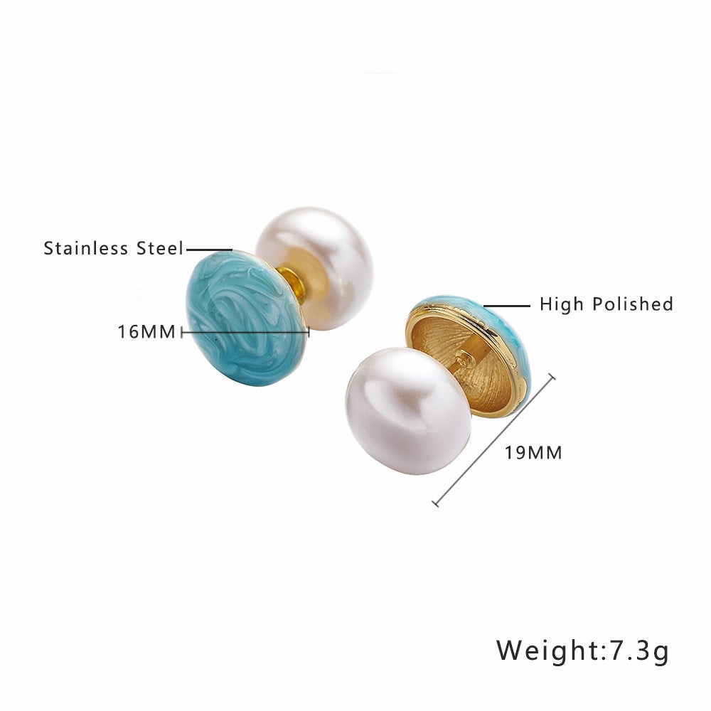 Wholesale Stainless Steel Versatile Fashion Pearl Titanium Steel Earrings