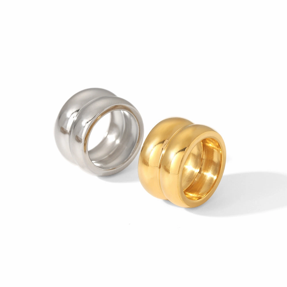 Wholesale Stainless Steel Wide Edged Double-layer Rings