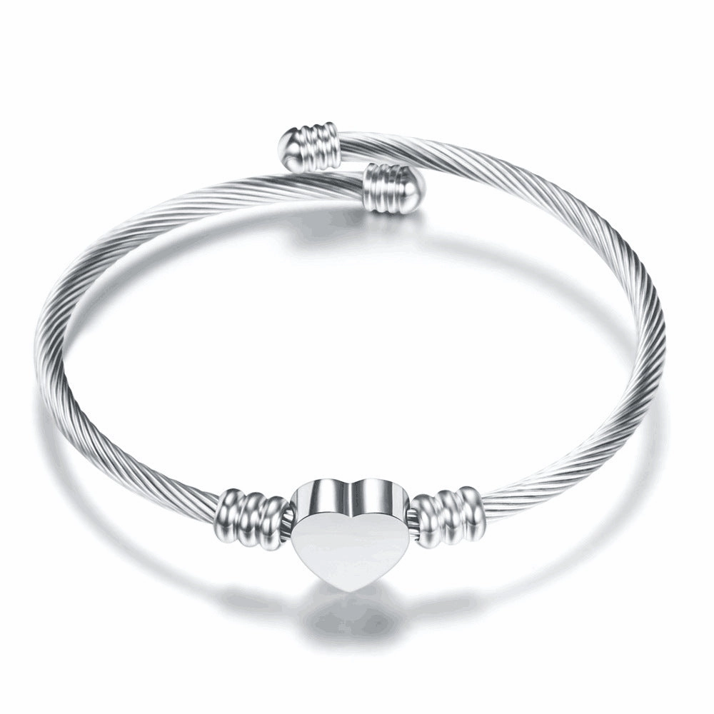 Wholesale Stainless Steel Wire Woven Heart-shaped Bracelets