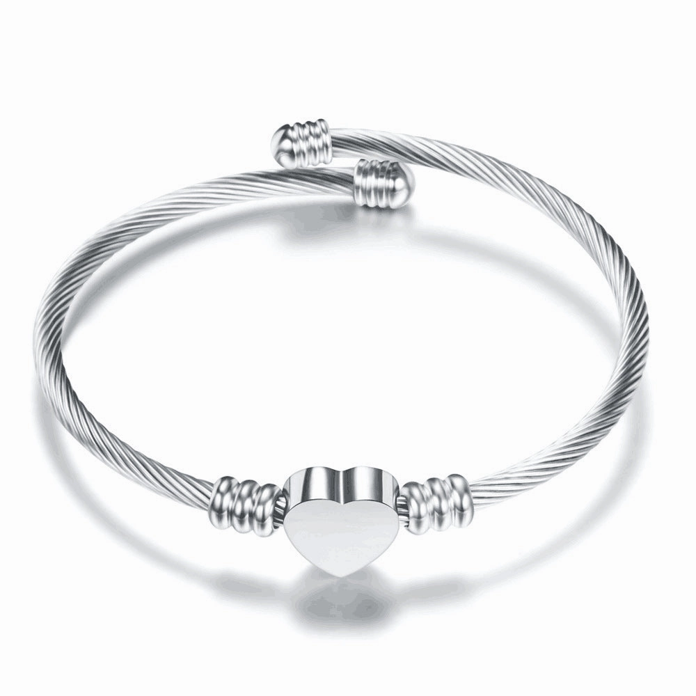 Wholesale Stainless Steel Wire Woven Heart-shaped Bracelets
