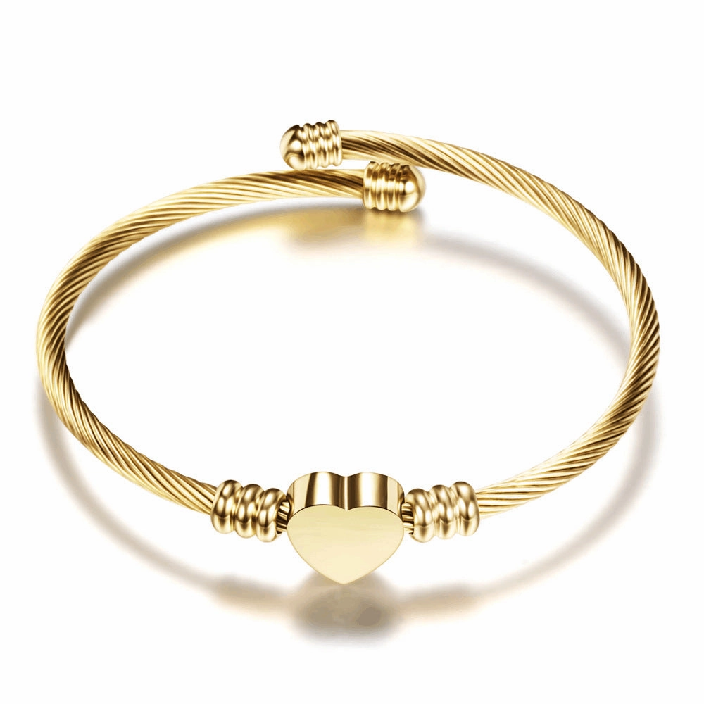 Wholesale Stainless Steel Wire Woven Heart-shaped Bracelets