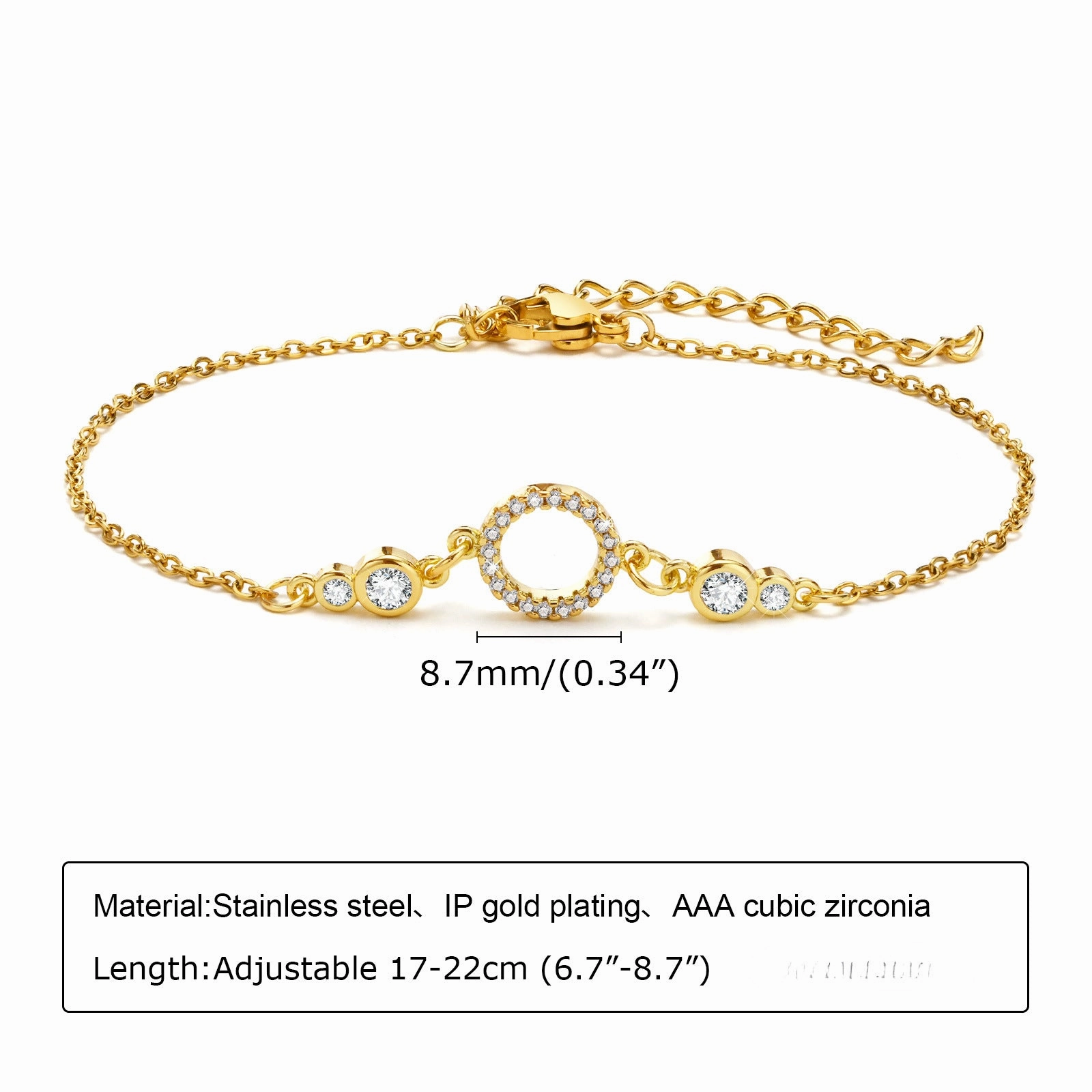 Wholesale Stainless Steel Zircon Adjustable Bracelet