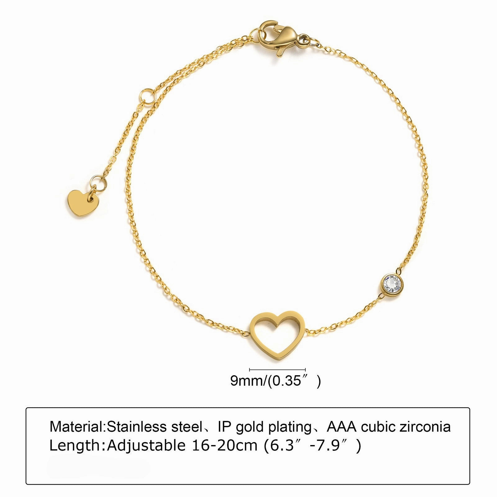 Wholesale Stainless Steel Zircon Adjustable Bracelet