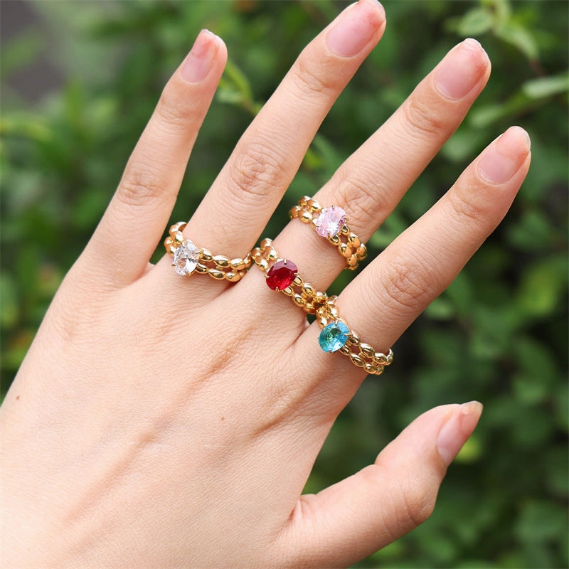 Wholesale Stainless Steel Zircon Inlaid Ring