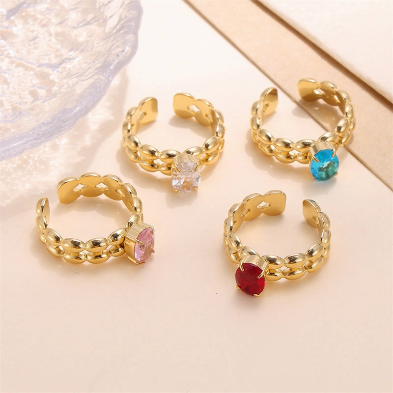 Wholesale Stainless Steel Zircon Inlaid Ring