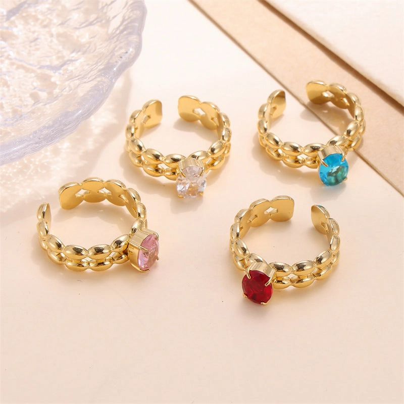 Wholesale Stainless Steel Zircon Inlaid Ring