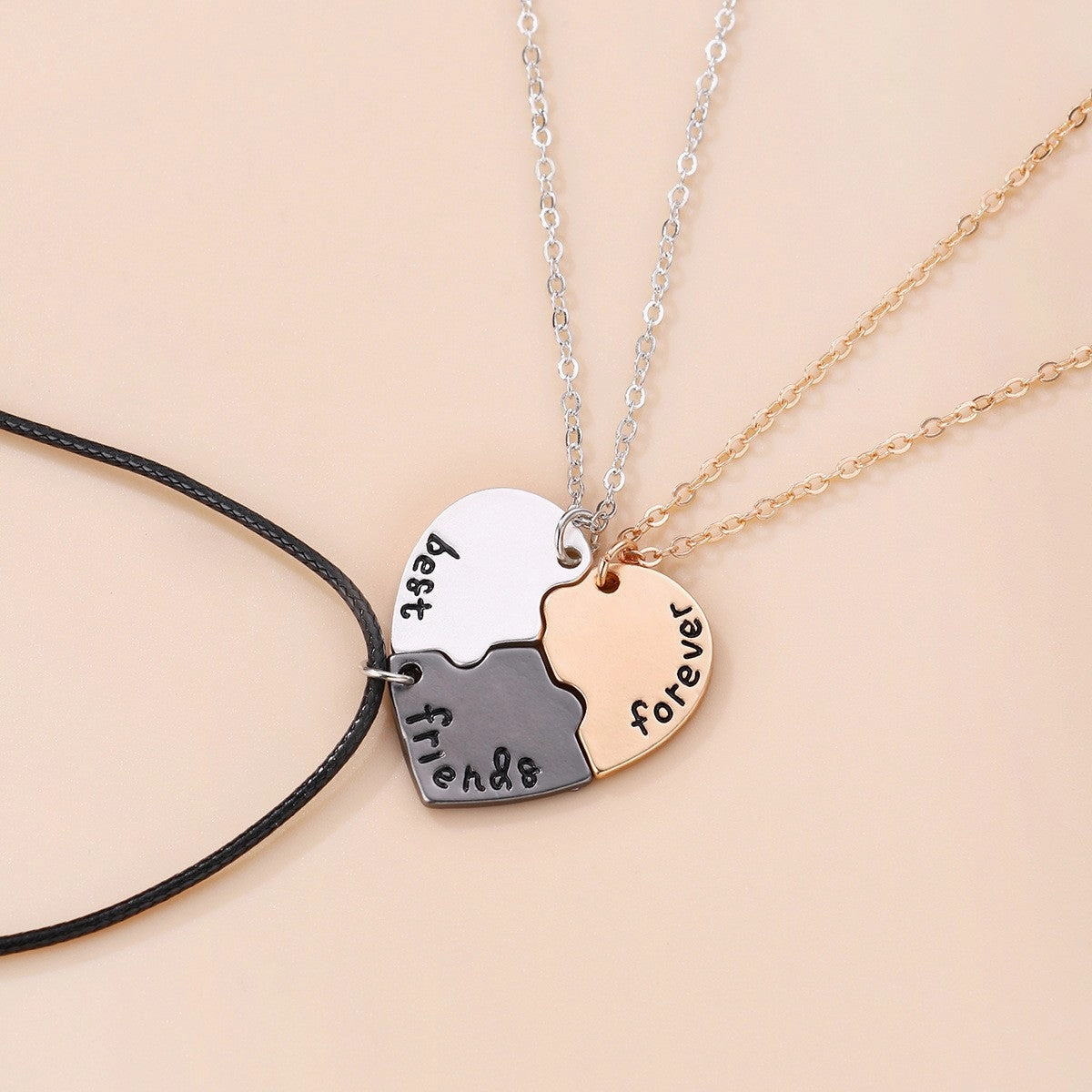 Wholesale Star and Moon Trio Alloy Dripping Oil Stitching Round Pendant Necklace Set
