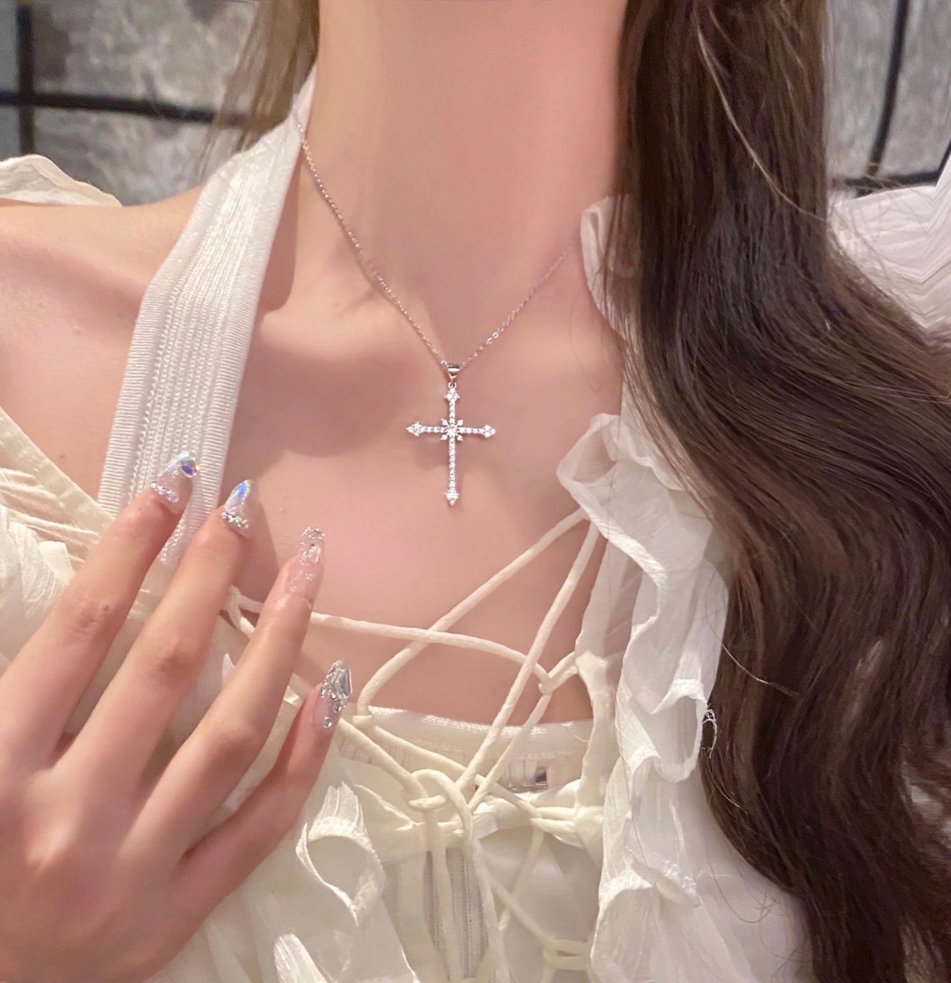 Wholesale Star Cross Zircon Diamond Necklace
