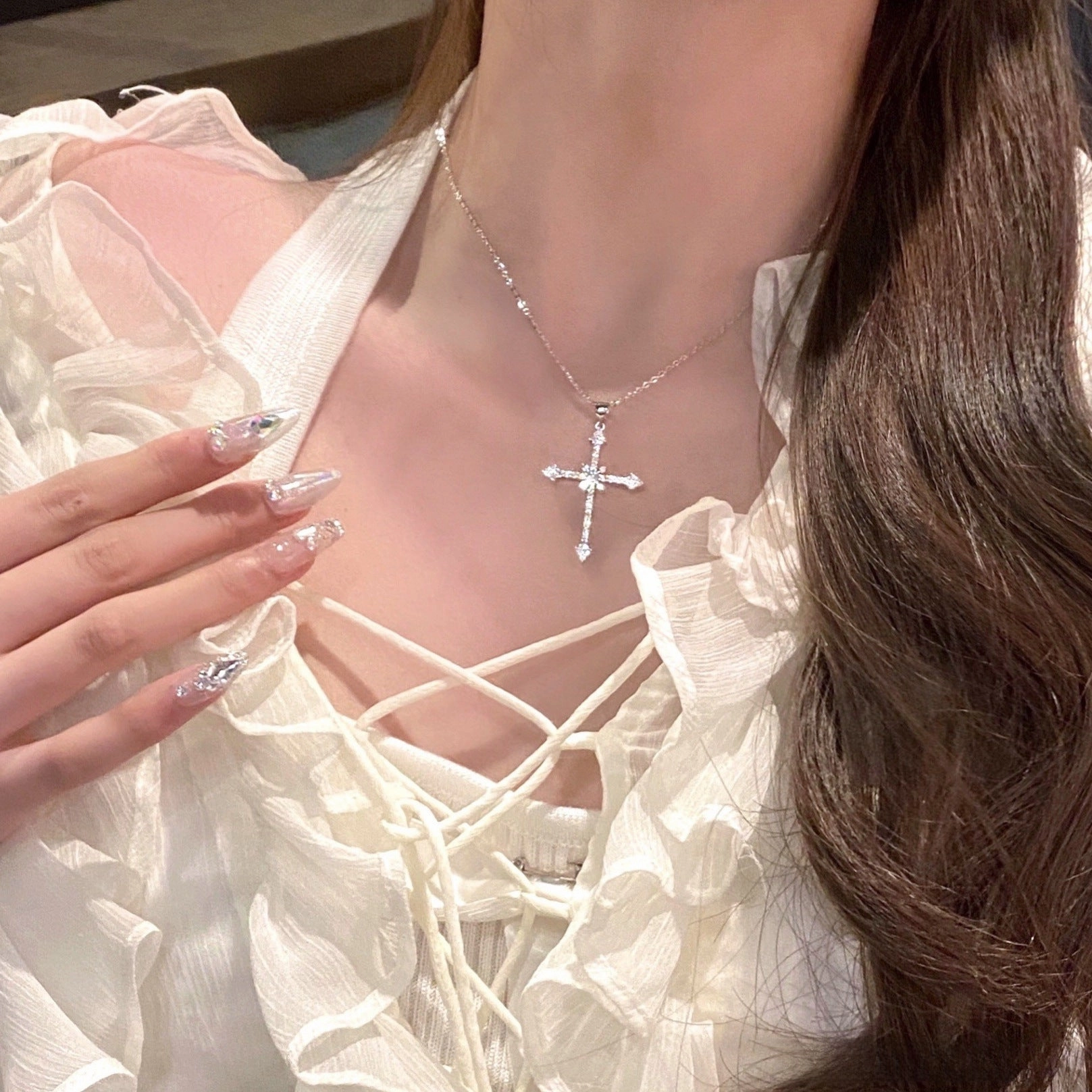 Wholesale Star Cross Zircon Diamond Necklace