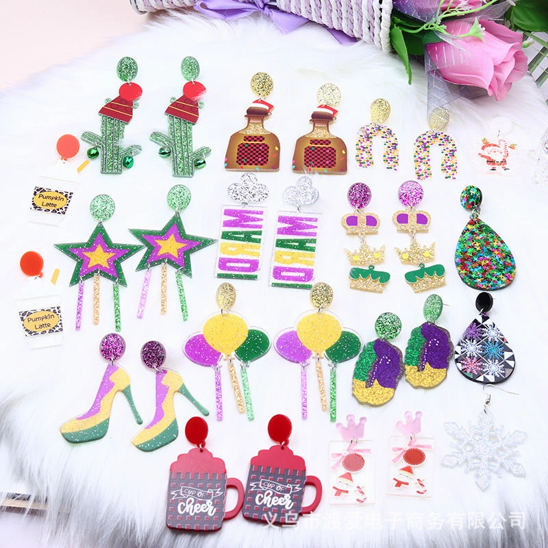 Wholesale Star Mask Carnival Acrylic Earrings