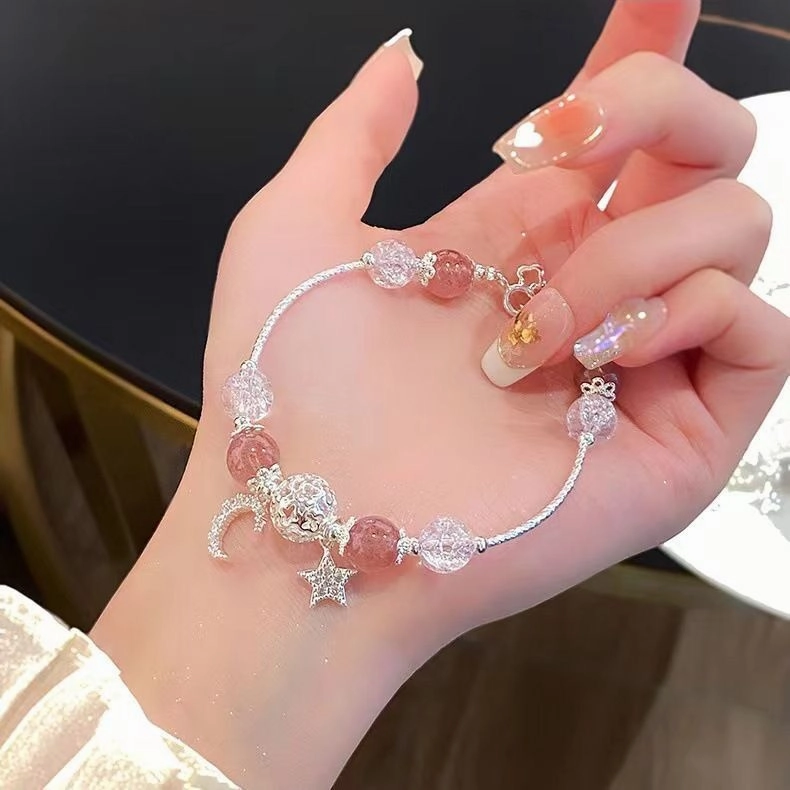 Wholesale Star Moon Moonstone Beaded Bracelet