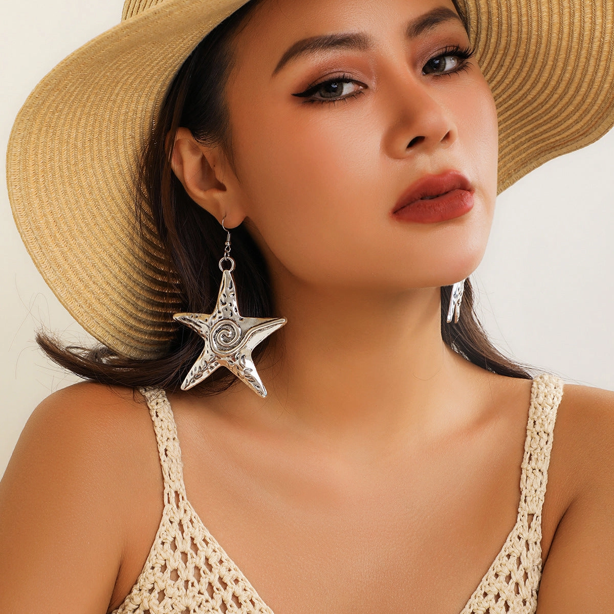 Wholesale Starfish Metal Earrings