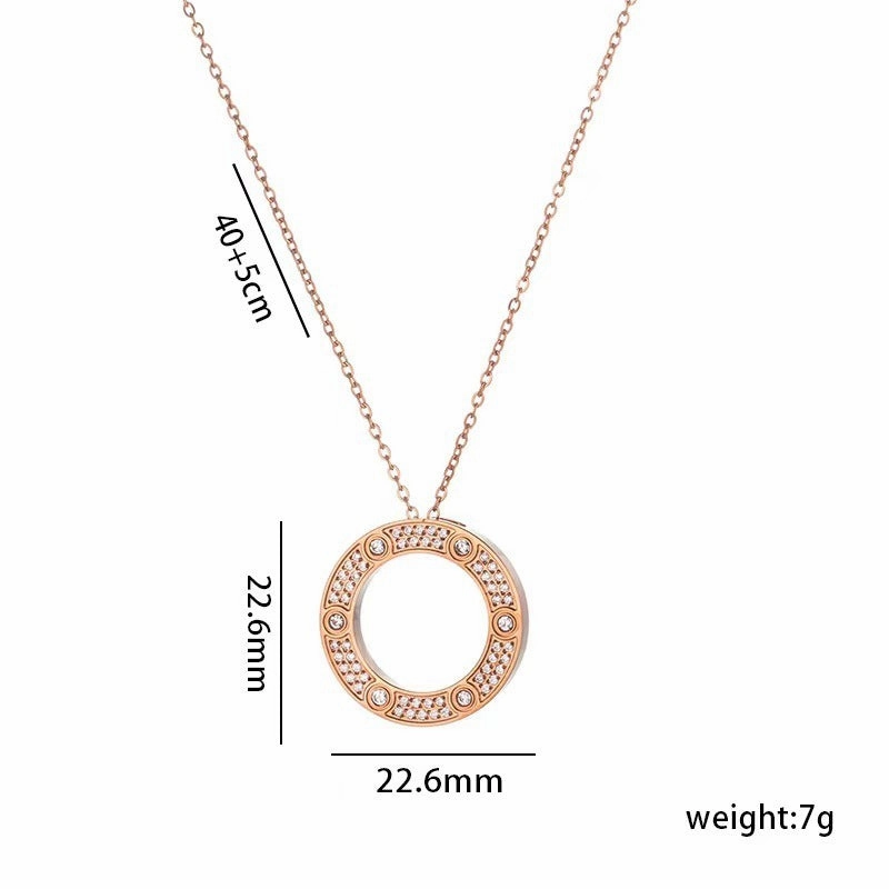 Wholesale Starry Sky Design Pearl Light Luxury Round Cake Titanium Steel Necklaces