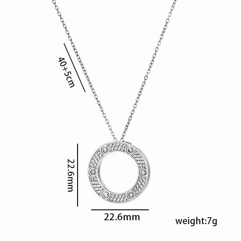 Wholesale Starry Sky Design Pearl Light Luxury Round Cake Titanium Steel Necklaces