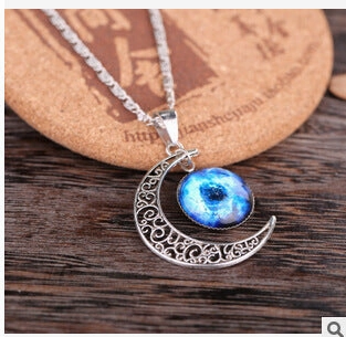 Wholesale Starry Sky Moon Time Gemstone Necklace