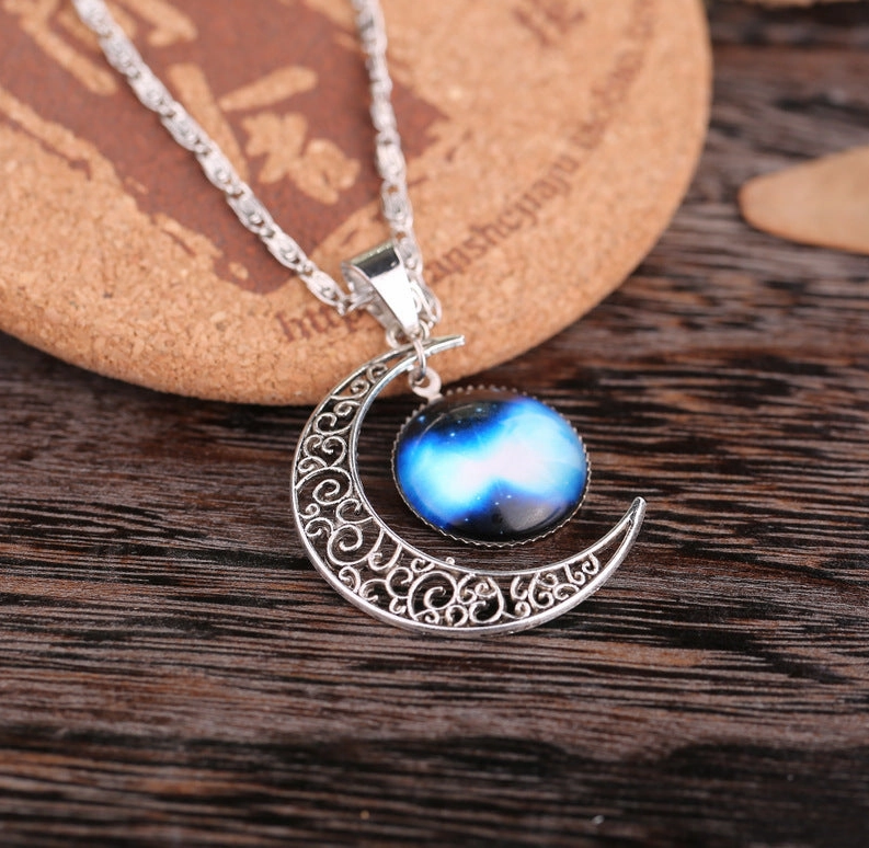 Wholesale Starry Sky Moon Time Gemstone Necklace