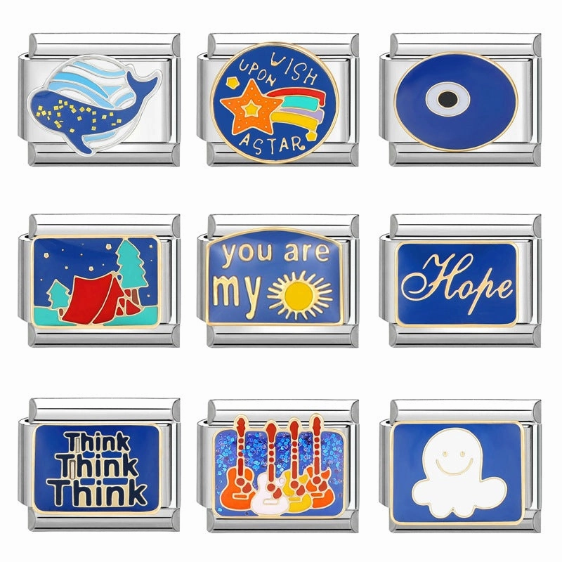 Wholesale Steel Base Blue Series Creative DIY Personalized Handmade Craft Bracelet Charms