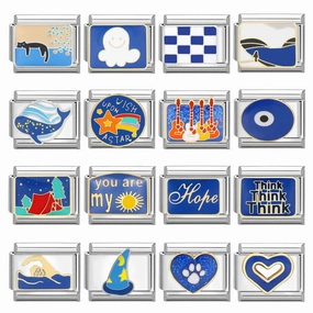 Wholesale Steel Base Blue Series Creative DIY Personalized Handmade Craft Bracelet Charms