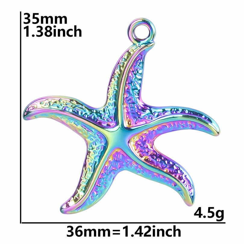 Wholesale Steel Color Irregular Starfish Titanium Steel Colorful Pendant Accessories