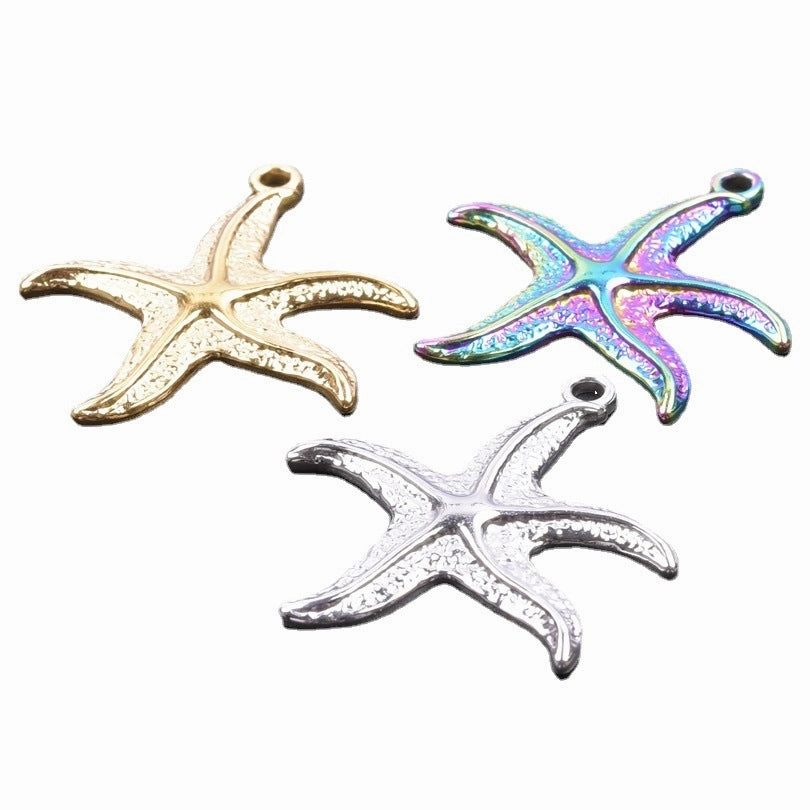 Wholesale Steel Color Irregular Starfish Titanium Steel Colorful Pendant Accessories