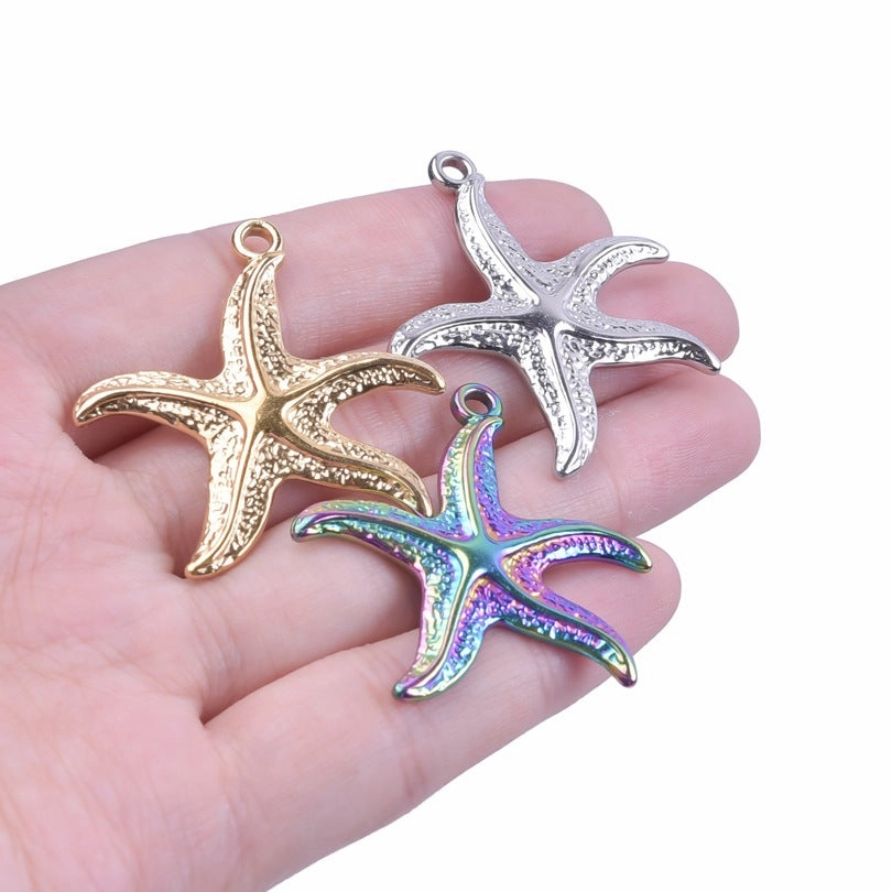 Wholesale Steel Color Irregular Starfish Titanium Steel Colorful Pendant Accessories