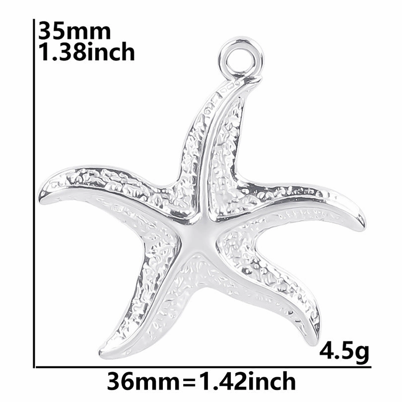 Wholesale Steel Color Irregular Starfish Titanium Steel Colorful Pendant Accessories