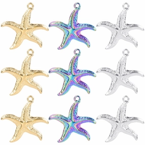 Wholesale Steel Color Irregular Starfish Titanium Steel Colorful Pendant Accessories