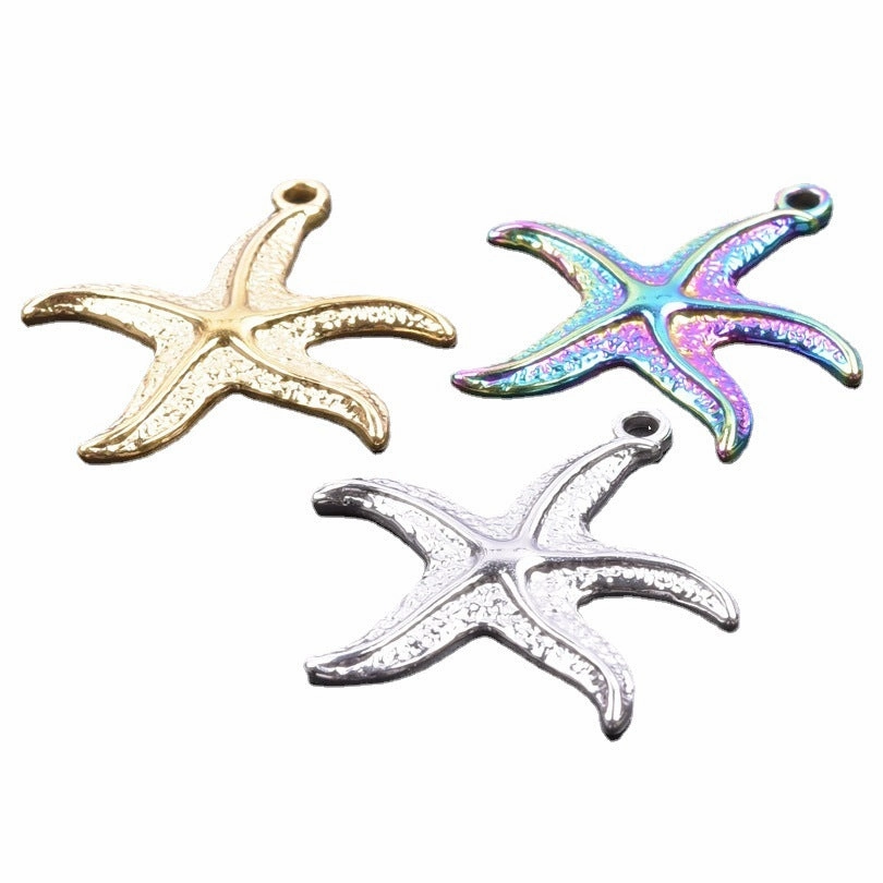 Wholesale Steel Color Irregular Starfish Titanium Steel Colorful Pendant Accessories