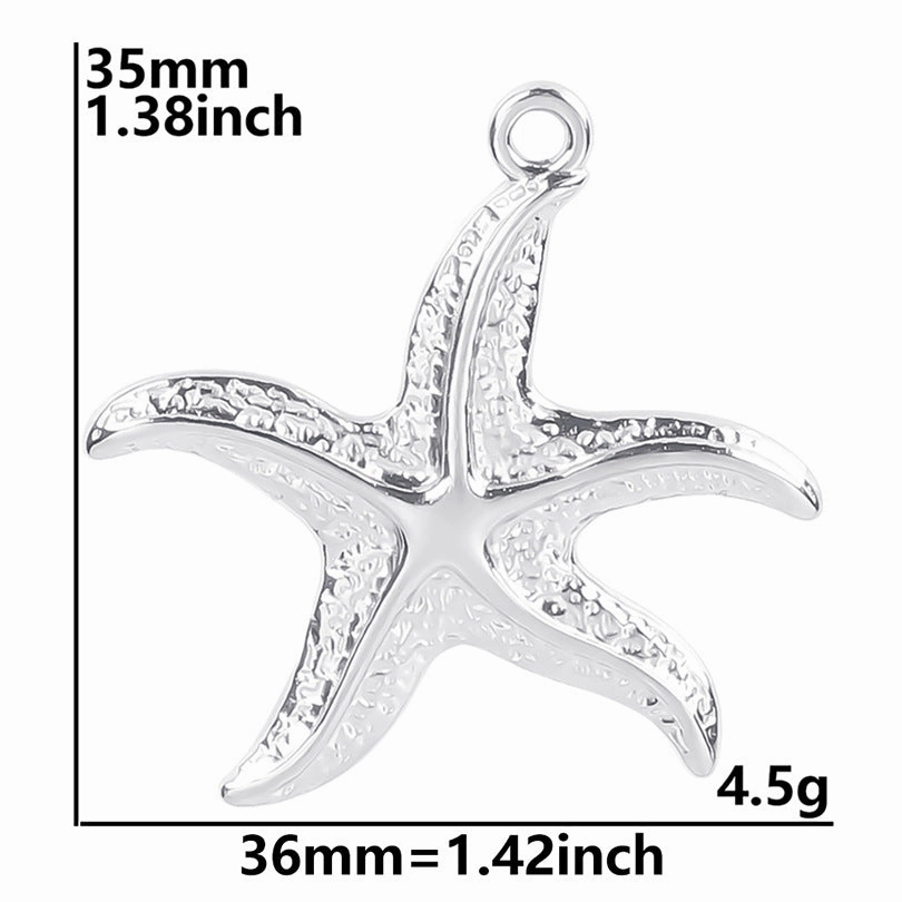 Wholesale Steel Color Irregular Starfish Titanium Steel Colorful Pendant Accessories