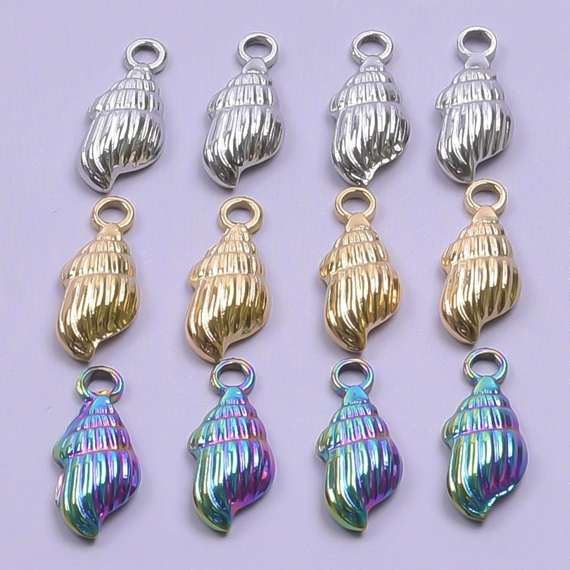 Wholesale Steel Gold Conch Titanium Steel Colorful Pendant Jewelry Accessories