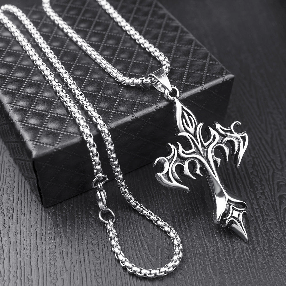 Wholesale Steel Warrior Cross Amulet Pendant Stainless Steel Necklaces