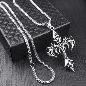 Wholesale Steel Warrior Cross Amulet Pendant Stainless Steel Necklaces