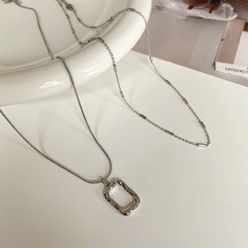 Wholesale sterling silver double layer necklace women's simple style sweater clavicle chain